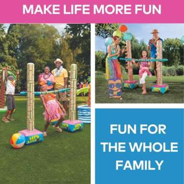 Fun Express Limbo Game, 5 Feet Tall, How Low Can You Go Vinyl Limbo Outdoor Game Set, 3 Pieces, Great for Luau, Cookout, Pool Party, Birthday and Summer Outdoor Activities