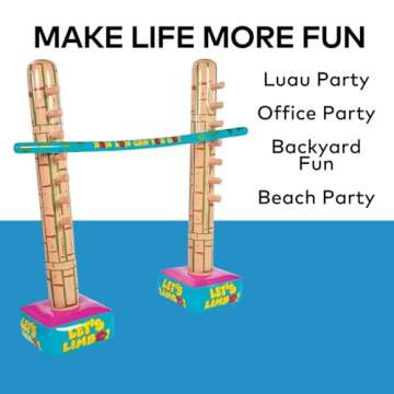 Fun Express Limbo Game, 5 Feet Tall, How Low Can You Go Vinyl Limbo Outdoor Game Set, 3 Pieces, Great for Luau, Cookout, Pool Party, Birthday and Summer Outdoor Activities