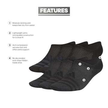 Superlite 3.0 Super No Show Socks (6-Pair) - Ultra Low-Profile Comfort with Arch Compression