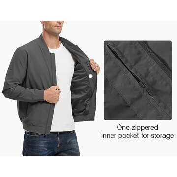 Rdruko Men's Lightweight Windbreaker Bomber Jacket - Athletic Fit