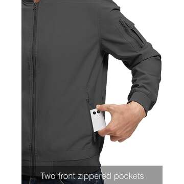 Rdruko Men's Lightweight Windbreaker Bomber Jacket - Athletic Fit