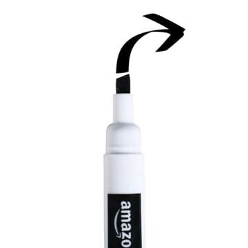 Amazon Basics Dry Erase Markers For Whiteboards, Chisel Tip, Low-Odor, Black, Red, Blue, Pack of 3