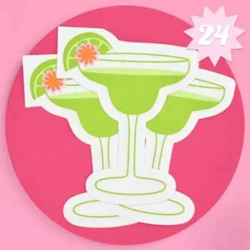 xo, Fetti Margarita Napkins - 3-ply, 24 pcs | Mexican Bachelorette Fiesta Decorations, Western Birthday Party, Summer Cactus Supplies, Cinco de Mayo Tequila Cocktail Tableware, 21st Bday Decor