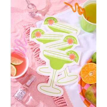 xo, Fetti Margarita Napkins - 3-ply, 24 pcs | Mexican Bachelorette Fiesta Decorations, Western Birthday Party, Summer Cactus Supplies, Cinco de Mayo Tequila Cocktail Tableware, 21st Bday Decor