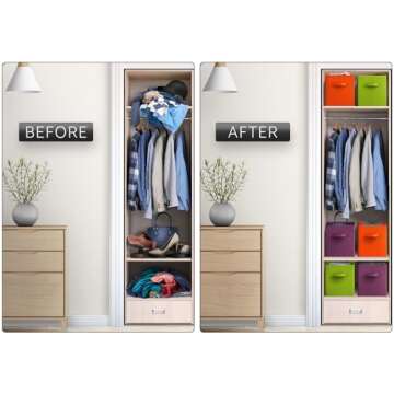 Sorbus Storage Cubes - 11" Foldable Storage Bins with Handle for Nursery, Playroom, Closet Organizers and Storage - 6 Fabric Shelf Basket for Toys, Books, Clothes - Purple Green & Orange Storage Bin