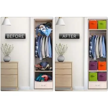 Sorbus Storage Cubes - 11" Foldable Storage Bins with Handle for Nursery, Playroom, Closet Organizers and Storage - 6 Fabric Shelf Basket for Toys, Books, Clothes - Purple Green & Orange Storage Bin