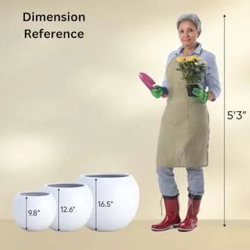 DTY Signature Mount Sherman 1-Piece Fiberstone Planter for Indoor/Outdoor, Black, 13.5" H x 17" Dia (12" Pot Opening) - Medium