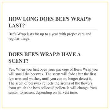Bee's Wrap Small 3 Pack, Eco Friendly Reusable Food Wraps, Sustainable Plastic Free Food Storage, Each Wrap Measures 7" x 8"