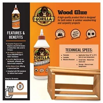 Gorilla Wood Glue for Durable Wood Bonds 36oz
