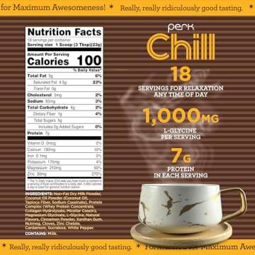 Perk Chill Chai Latte Flavored Drink Mix - Protein-Packed Delight