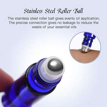ULG Essential Oil Roller Bottles 48 Pack 10ml Cobalt Blue Glass Empty Bottles with Stainless Steel Roller Balls (10 Extra Roller Balls, 4 Openers, 4 Droppers, 48 Waterproof Labels)