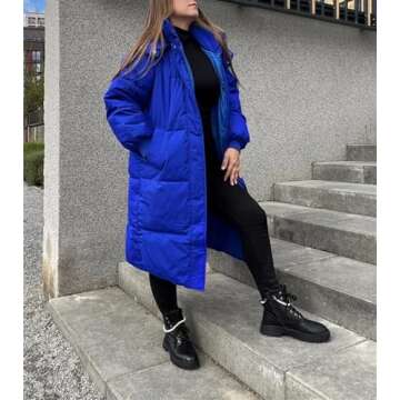 Winter Women Hooded Parkas Long Jackets Casual Thick Warm Windproof Coat Long Street Casual Outwear Deep Blue XL