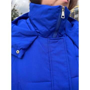 Winter Women Hooded Parkas Long Jackets Casual Thick Warm Windproof Coat Long Street Casual Outwear Deep Blue XL