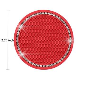 SUNCARACCL Bling Car Coasters – Stylish & Easy to Clean! (Red, Pack of 2)