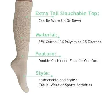 AWS Slouch Socks for Women - Knee High Cotton Comfort