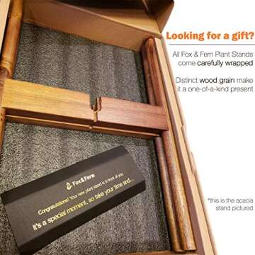 Fox & Fern Mid Century Modern Plant Stand - Eco-Friendly Acacia Wood Holder for Indoor Plants with P...