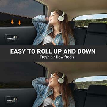 AstroAI Car Window Shades for Baby, Rear Side Window Sun Shade Blocks Sun, Glare and UV Rays –Car Sunshades Universal Fit up to 33.4”H x 39.4”L (2 Pack, Black)