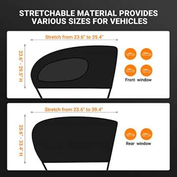 AstroAI Car Window Shades for Baby, Rear Side Window Sun Shade Blocks Sun, Glare and UV Rays –Car Sunshades Universal Fit up to 33.4”H x 39.4”L (2 Pack, Black)