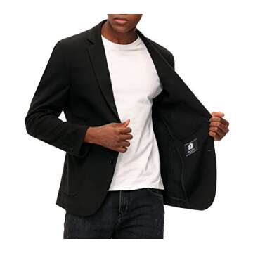 PJ PAUL JONES Mens Casual Blazer Two Button Stretch Knit Sports Coats Jackets for Men Black XL
