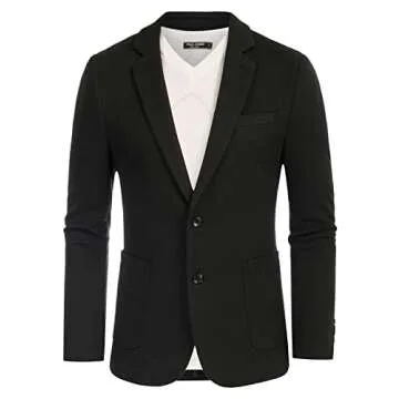 PJ PAUL JONES Mens Casual Blazer Two Button Stretch Knit Sports Coats Jackets for Men Black XL