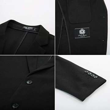 PJ PAUL JONES Mens Casual Blazer Two Button Stretch Knit Sports Coats Jackets for Men Black XL
