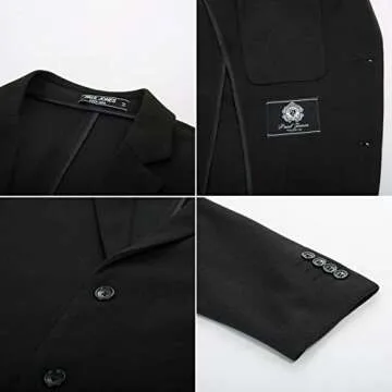 PJ PAUL JONES Mens Casual Blazer Two Button Stretch Knit Sports Coats Jackets for Men Black XL