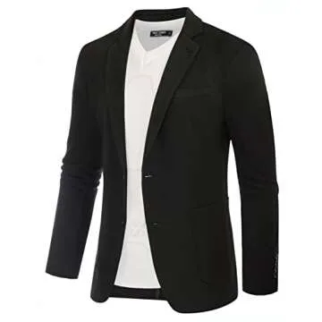 PJ PAUL JONES Mens Casual Blazer Two Button Stretch Knit Sports Coats Jackets for Men Black XL