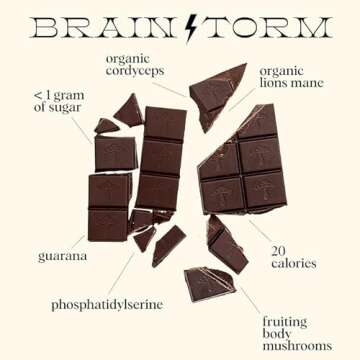 Brainstorm 2-Pack | Functional Mushroom Chocolates | Energy Bites for Focus, Clarity & Cognitive Function | Lions Mane, Cordyceps, Guarana & Phosphatidylserine, Natural Caffeine