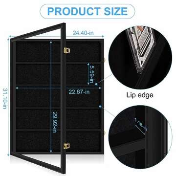 Mlikero Baseball Card Display Case, 35 Graded Card Display Frame Lockable, Trading Card Display with...