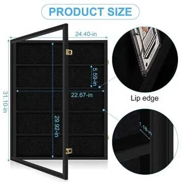 Mlikero Baseball Card Display Case, 35 Graded Card Display Frame Lockable, Trading Card Display with...