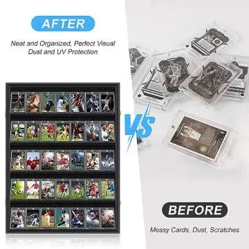 Mlikero Baseball Card Display Case, 35 Graded Card Display Frame Lockable, Trading Card Display with UV Protection Sports Card Display Case for Baseball Cards, Football Cards, Sports Cards