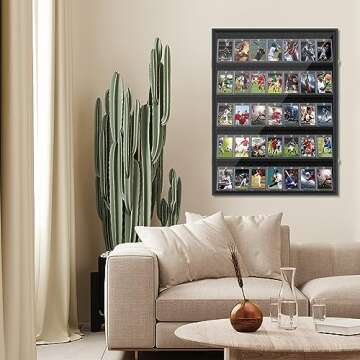 Mlikero Baseball Card Display Case, 35 Graded Card Display Frame Lockable, Trading Card Display with UV Protection Sports Card Display Case for Baseball Cards, Football Cards, Sports Cards