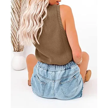 Rilista Women's Stylish Summer Sleeveless Mock Neck Tank