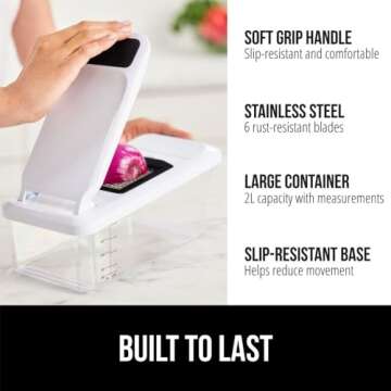 GORILLA GRIP Heavy Duty 12-in-1 Vegetable Chopper, 6 Blades, Food Choppers with Container, Cucumber ...