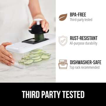 GORILLA GRIP Heavy Duty 12-in-1 Vegetable Chopper, 6 Blades, Food Choppers with Container, Cucumber Mandoline Slicer, Dice Onions, Slice Veggies, Chop Salad, Home Essential Kitchen Gadgets Tool, Black