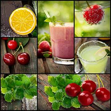 64 Pieces Fake Ice Cubes Artificial Fruit Lemon Limes Slices Faux Small Mint Leave, Fake Fruit Cherries, Simulation Fruit Model Artificial Lifelike Decoration for Photography Prop Home Decors