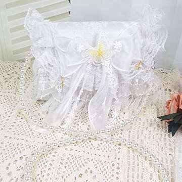 JIAJIA B01 Women's Purses Handbags Envelope Clutch Bags Tassel Lace Flowers Wedding Evening Bag,White-1