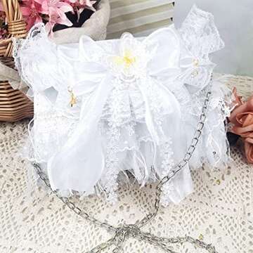 JIAJIA B01 Women's Purses Handbags Envelope Clutch Bags Tassel Lace Flowers Wedding Evening Bag,White-1