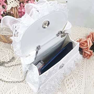 JIAJIA B01 Women's Purses Handbags Envelope Clutch Bags Tassel Lace Flowers Wedding Evening Bag,White-1