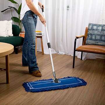 Commercial Dust Mop & Floor Sweeper, Dust Mop for Hardwood Floors, Reusable Dust Mop Head, Extendabl...