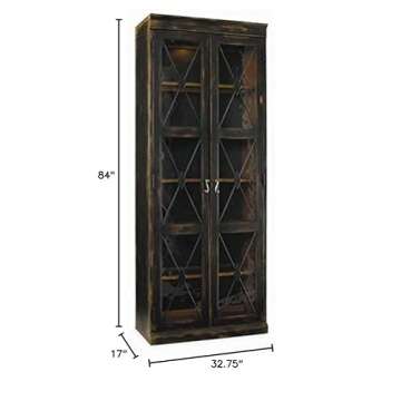Beaumont Lane Glass Door Transitional Wood Display Cabinet in Ebony Black