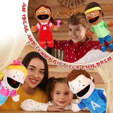 Lenwen 8 Piece Kids Hand Puppet Christmas Gifts Set, 12 Inch Multicultural Plush Hand Puppets with Movable Mouth, Suitable for Classroom Interaction