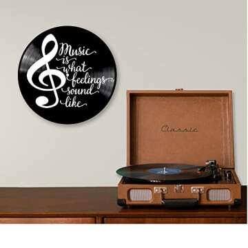 Music is What Feelings Sound Like Inspirational Quote on a REAL Repurposed Vintage Vinyl Record Albu...