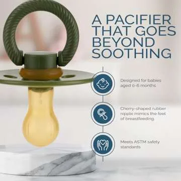 Itzy Ritzy Natural Rubber Pacifiers Set of 2 – Natural Rubber Newborn Pacifiers with Cherry-Shaped Nipple & Large Air Holes for Added Safety; Set of 2 in Camo & Midnight, Ages 0 – 6 Months