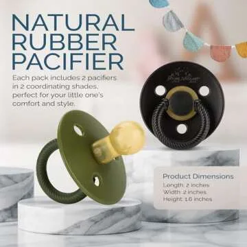 Itzy Ritzy Natural Rubber Pacifiers Set of 2 – Natural Rubber Newborn Pacifiers with Cherry-Shaped Nipple & Large Air Holes for Added Safety; Set of 2 in Camo & Midnight, Ages 0 – 6 Months