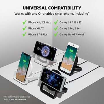 Belkin Boost Up Wireless Charging Stand 10W - Qi Wireless Charger for iPhone 11, 11 Pro, 11 Pro Max, Xs, XS Max, XR/Samsung Galaxy S9, S9+, Note9 / LG, Sony and More (Black) (F7U052dqBLK)