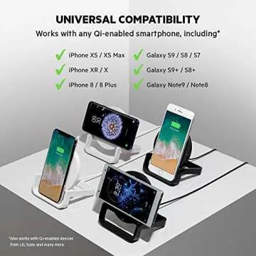 Belkin Boost Up Wireless Charging Stand 10W - Qi Wireless Charger for iPhone 11, 11 Pro, 11 Pro Max, Xs, XS Max, XR/Samsung Galaxy S9, S9+, Note9 / LG, Sony and More (Black) (F7U052dqBLK)