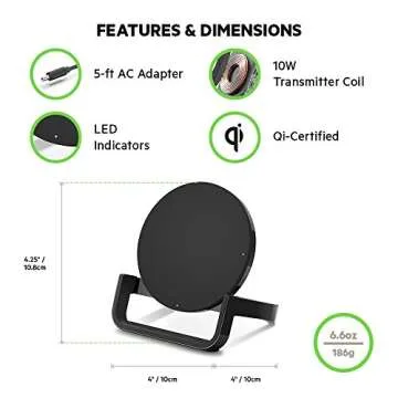 Belkin Boost Up Wireless Charging Stand 10W - Qi Wireless Charger for iPhone 11, 11 Pro, 11 Pro Max, Xs, XS Max, XR/Samsung Galaxy S9, S9+, Note9 / LG, Sony and More (Black) (F7U052dqBLK)