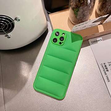 Tewwsdi Down Jacket Puffer Phone Case Compatible with iPhone 13 6.1 inch Luxury Fashion Unzip Sofa Silicone Soft Touch Cloth Full Portection Shockproof Girls Women Cover Shell for 13,Green