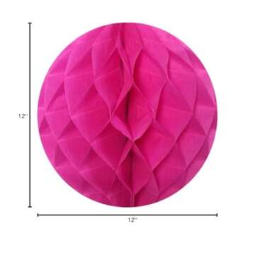 Wrapables 12" Set of 3 Tissue Honeycomb Ball Party Decorations for Weddings, Birthday Parties, Baby Showers, and Nursery Décor, Hot Pink